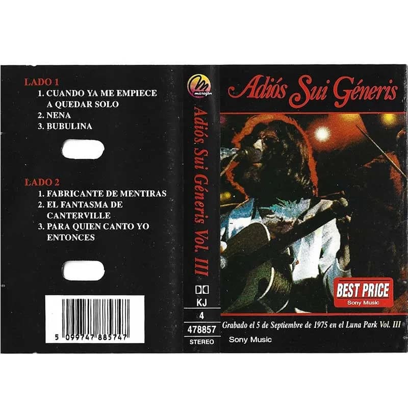 SUI GENERIS - ADIÓS SUI GÉNERIS VOL. III