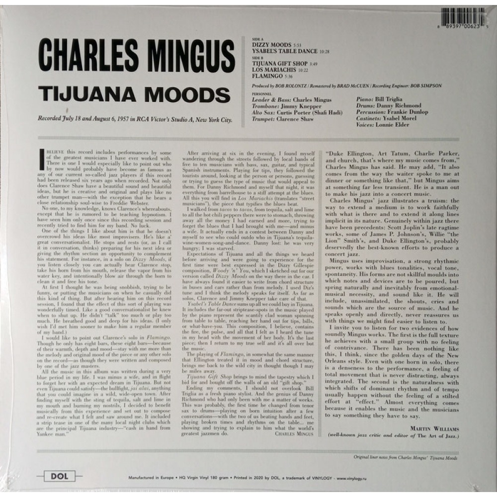 CHARLES MINGUS - TIJUANA MOODS - VINILOS - Long Plays - MONOPHONE